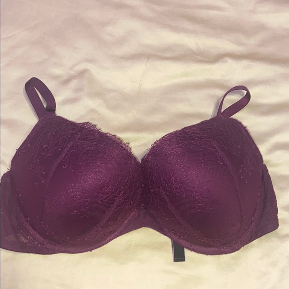 Burgundy lace bombshell bra